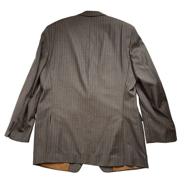 MICHAEL Michael Kors Mens Gray Tan Wool Pinstriped Blazer 40R Preppy Modern - Picture 2 of 9